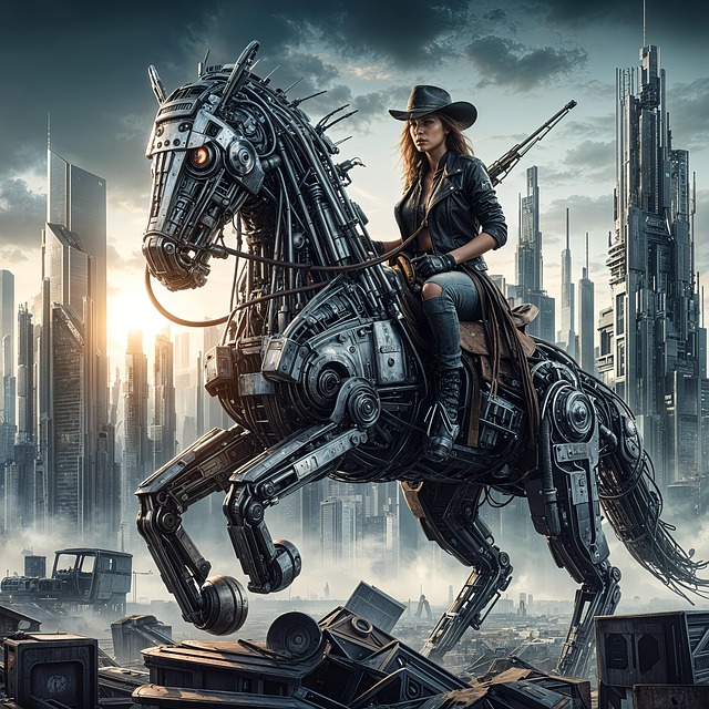 Ai Genereret, Cowgirl, Robot, Sci-Fi