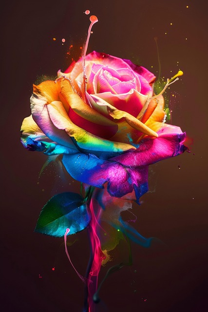 Free ai generated rose rainbow illustration