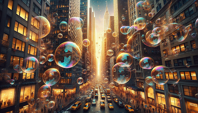 Free ai generated soap bubbles urban illustration