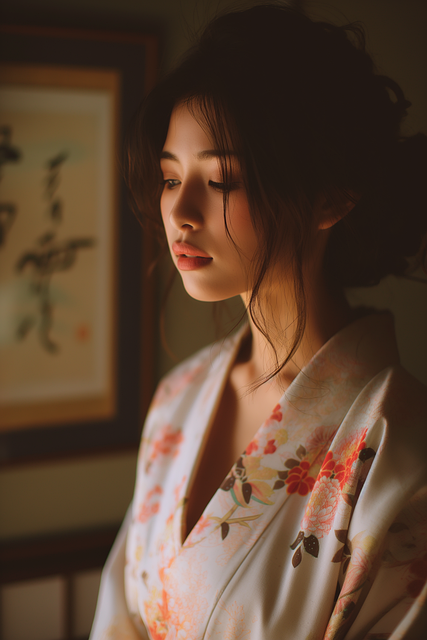 Free ai generated woman kimono illustration