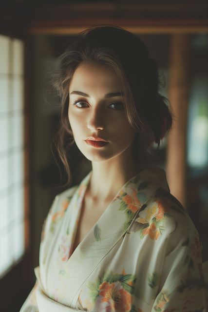 Free ai generated woman kimono illustration