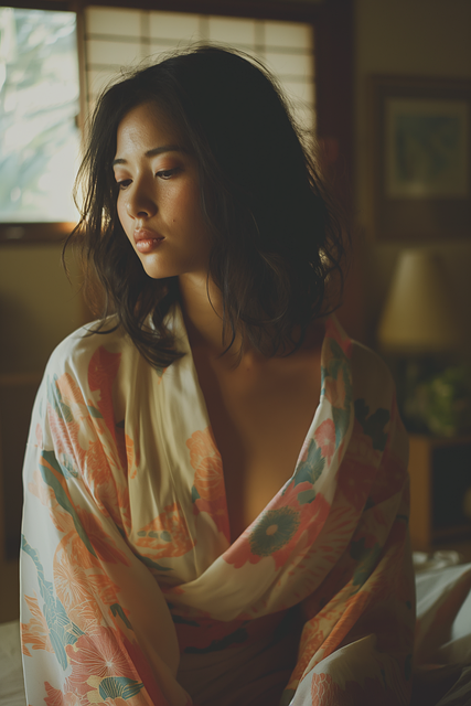 Free ai generated woman kimono illustration