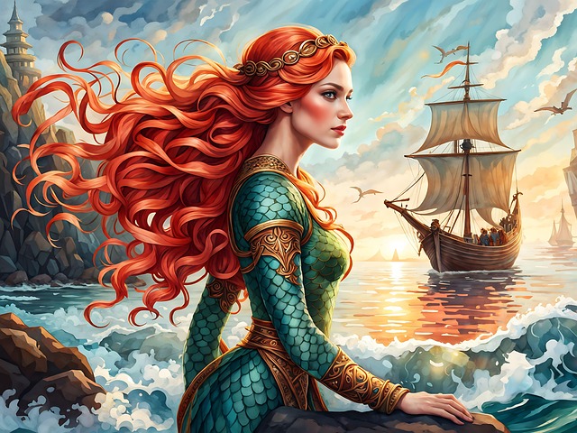 Free ai generated woman mermaid illustration