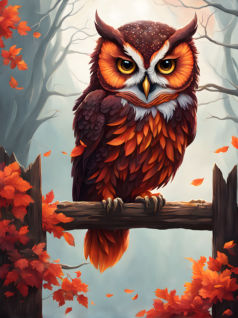 Free ai generated owl fall illustration