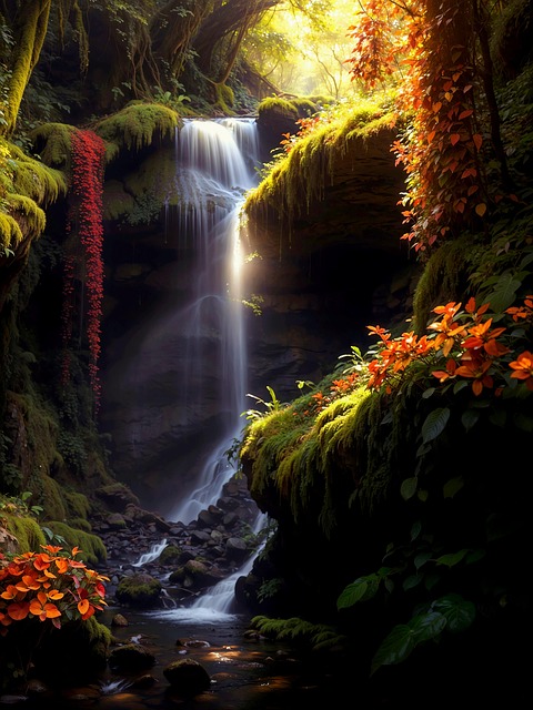 Free waterfall wilderness amazon illustration