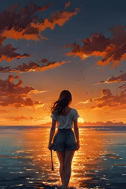 Free ai generated dusk sea illustration
