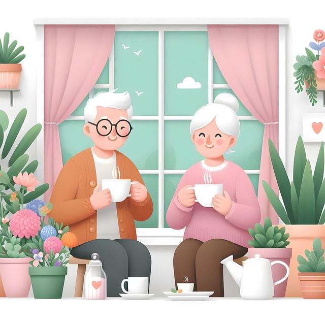 Free ai generated married couple old couple illustration
