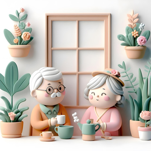 Free ai generated married couple old couple illustration