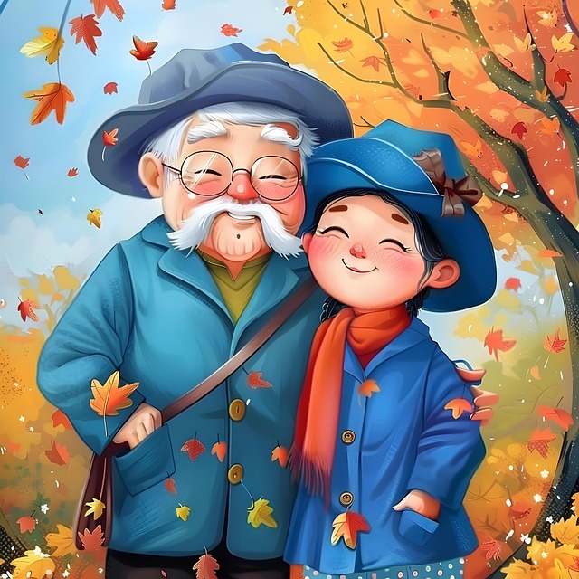 Free ai generated married couple old couple illustration