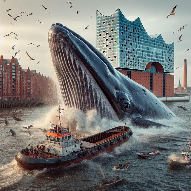 Free ai generated whale port of hamburg illustration