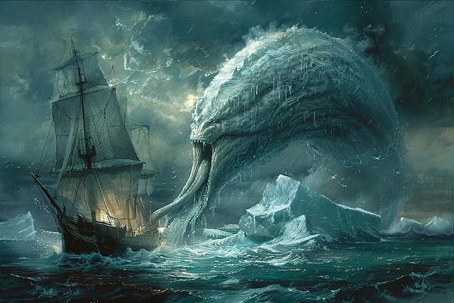 Download free HD stock image of Ai Generated Sea Monster Free ai generated sea monster squid illustration
