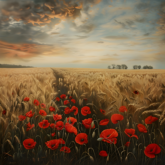 Ai Generado, Flores, Amapolas, Campo