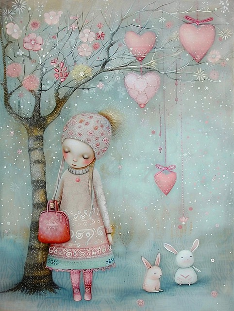 Free ai generated girl whimsical illustration
