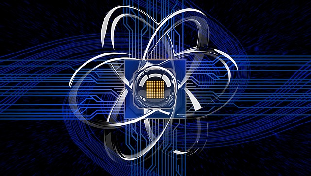 Free quantum physics chip circuit board illustration