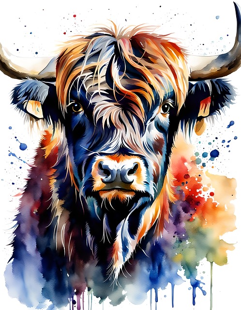 Free ai generated highlander cow illustration