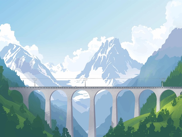 Download free HD stock image of Ai Generated Mountain Free ai generated mountain bridge illustration
