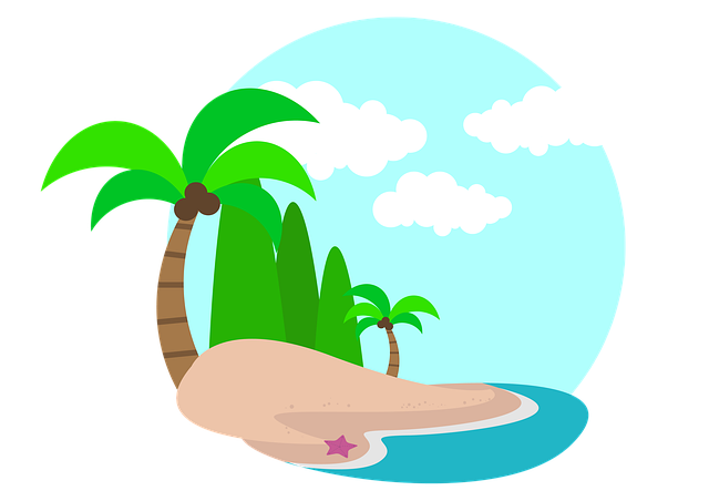 Free beach island tropical illustration
