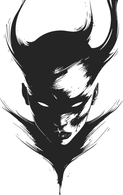 Free ai generated devil black outlined illustration