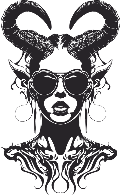 Free ai generated devil black outline illustration