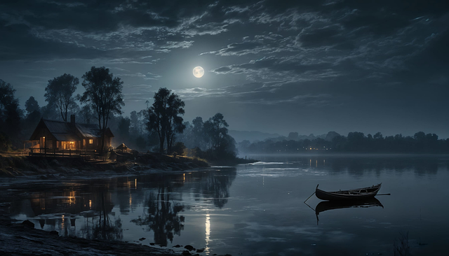 Download free HD stock image of Ai Generated Lake Free ai generated lake night illustration