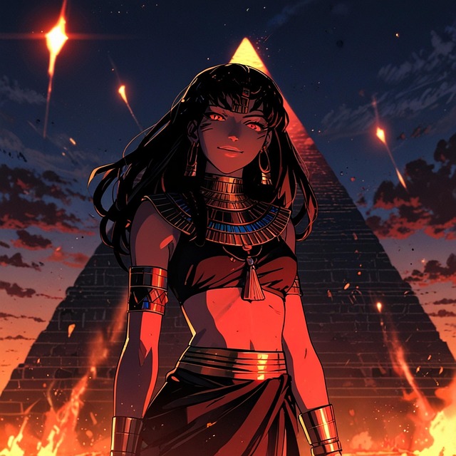Free ai generated woman pyramid illustration
