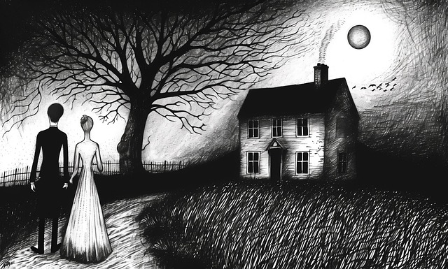 Free gothic eerie moonlight illustration