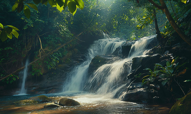 Free waterfall rainforest jungle illustration