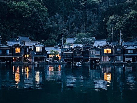 Japan, Zee, Nacht, Landschap, Zeegezicht
