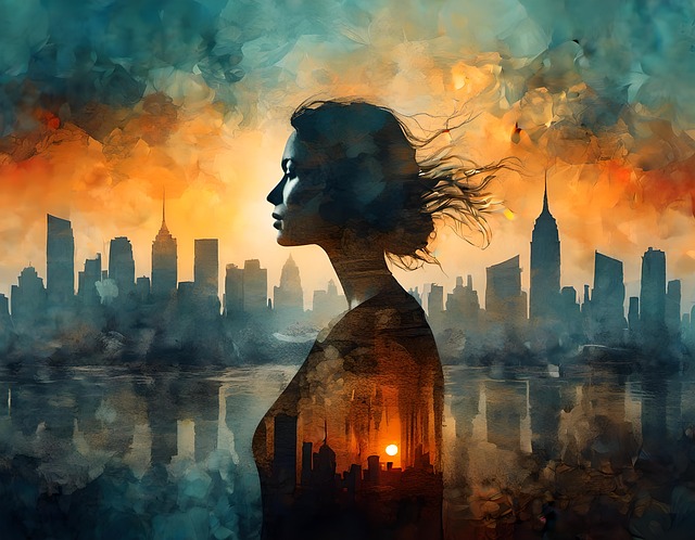 Free woman city person city illustration