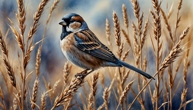 Download free HD stock image of Ai Generated House Sparrow Free ai generated house sparrow passer domesticus illustration