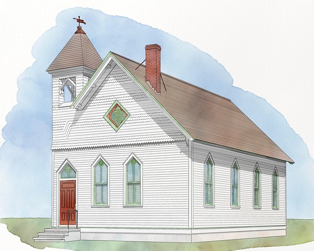 Free church building architecture illustration