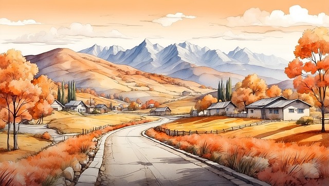 Free ai generated road nature illustration