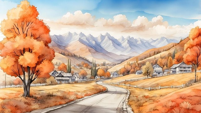 Free ai generated autumn landscape illustration