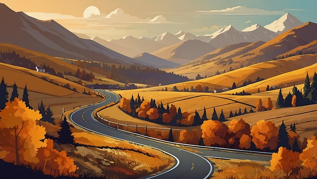 Free ai generated road landscape illustration