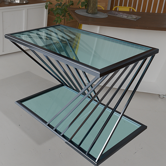 Moderne, Bord, Glas, Metal, Design