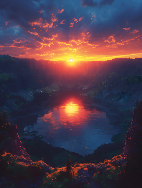 Solnedgang, Natur, Landskab, Hav, Skyer