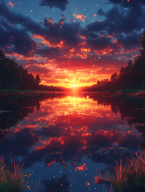 Solnedgang, Natur, Landskab, Hav, Skyer