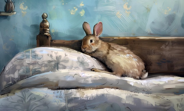 Free rabbit bunny bedroom illustration