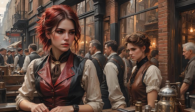 Free steamy streets steampunk fantasy illustration