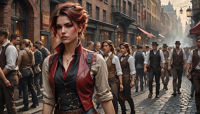 Free steamy streets steampunk fantasy illustration