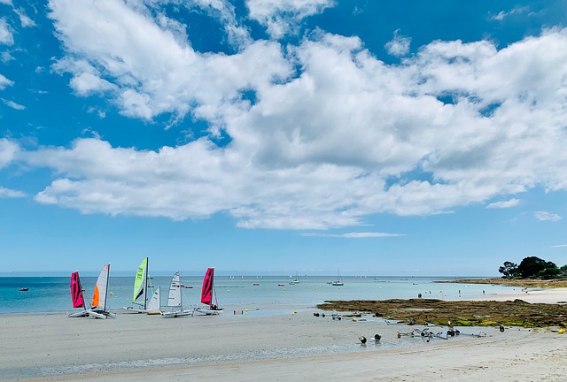 Bretanha, Estudo, Mar, Praia, Windsurf