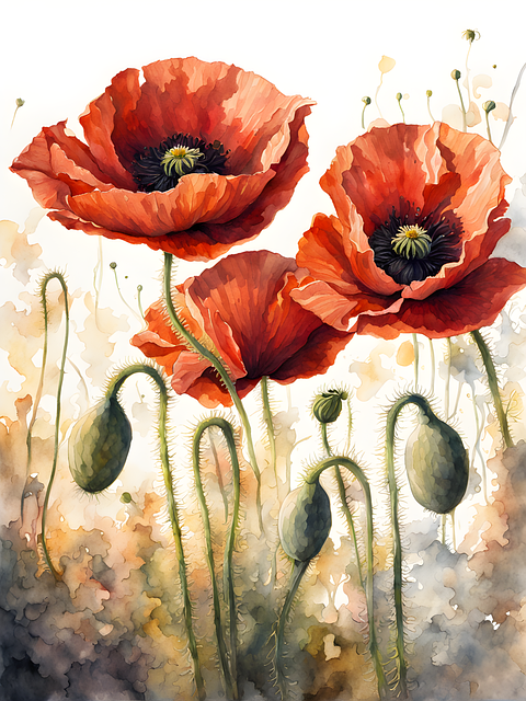 Free ai generated poppies flowers illustration