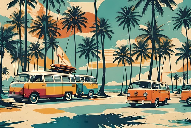 Free ai generated beach bus illustration