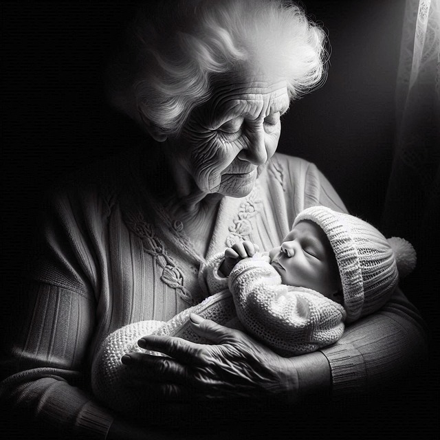Free ai generated grandmother grandson illustration