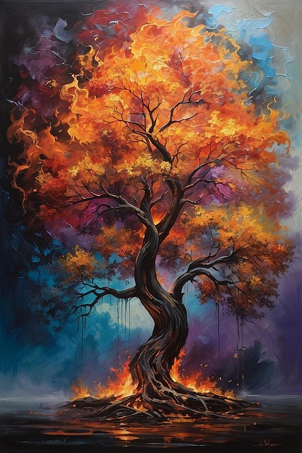 Free ai generated tree fire illustration