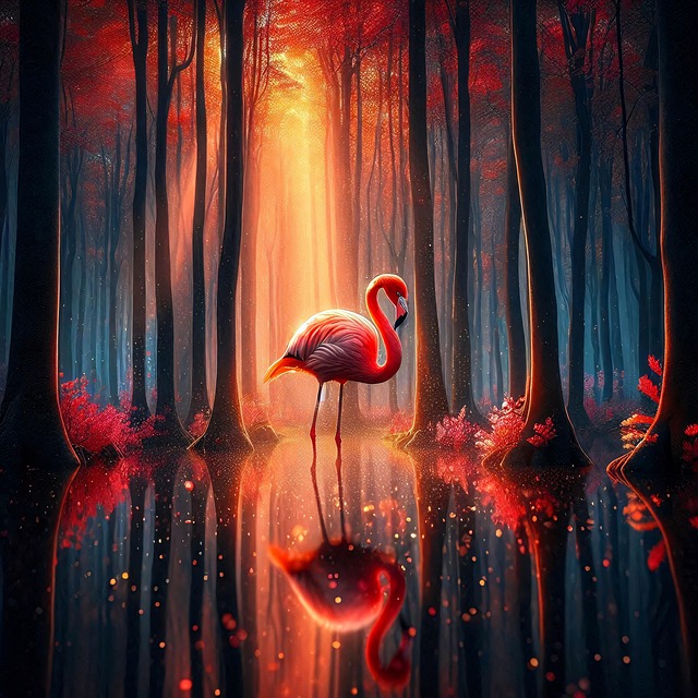 Free ai generated flamingo trees illustration