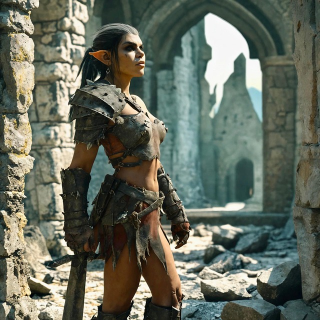 Free ai generated lady orc illustration