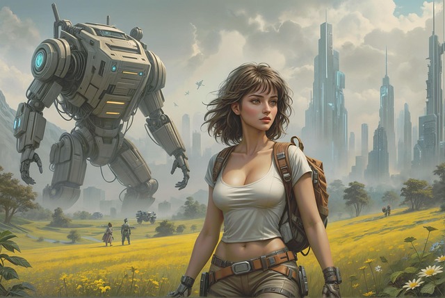 Free ai generated robot dystopia illustration