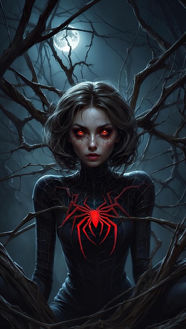 Free spiderwoman halloween woman illustration