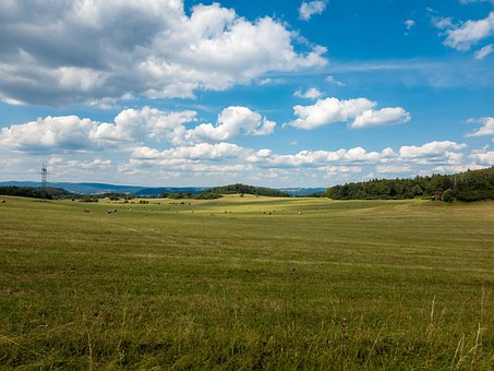 Eng, Græsgange, Høloft, Hø, Himmel, Blå